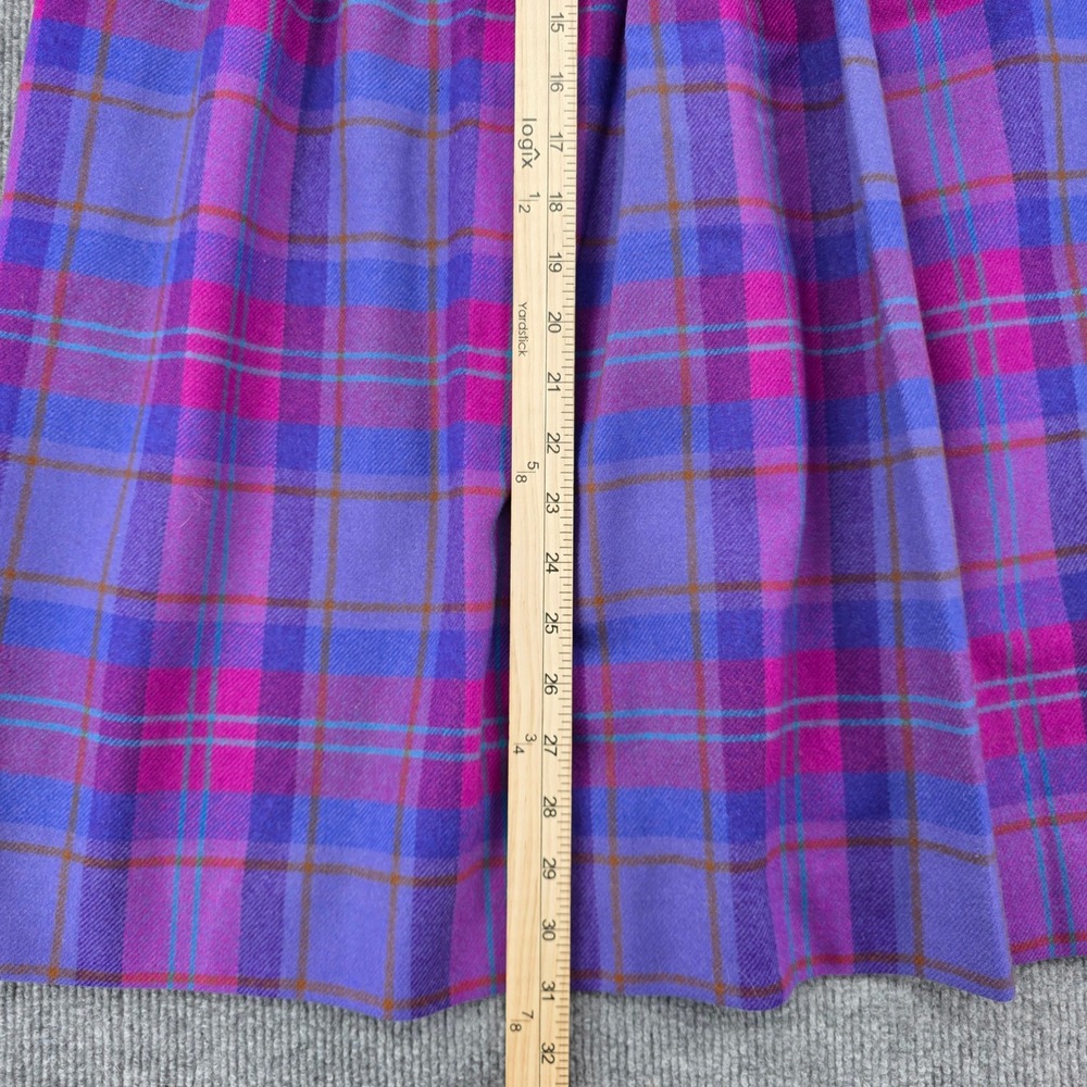 Vintage Pendleton Wool Plaid Pleated Midi Skirt Purple Pink Size 10 Made in USA - Picture 3 of 4